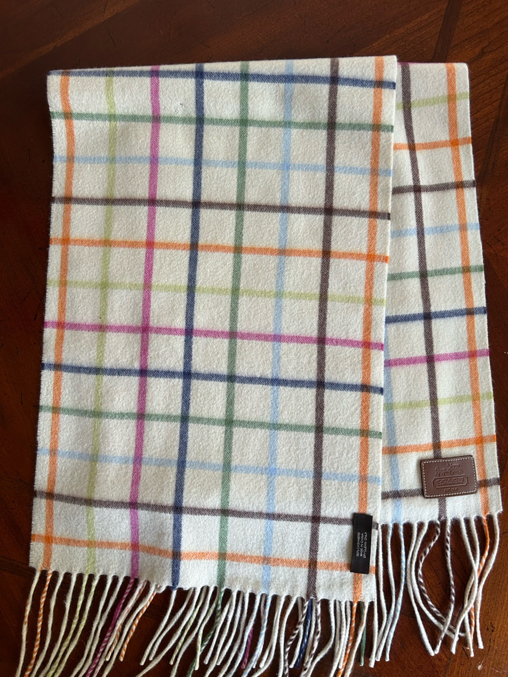 Coach Plaid Multi-Color Cashmere Throw Scarf